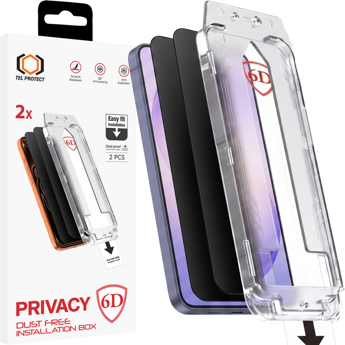 Folie Tel Protect Dust-free Easy Fit Privacy Full Glue 6D sticla pentru Samsung Galaxy S26 Negru (cu Fingerprint Unlock)