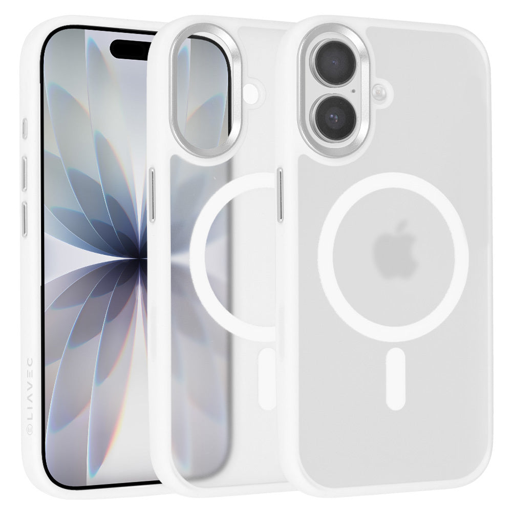 Husa Liavec Cloudy cu Metal Camera Frame pentru iPhone 17 Alb Control Button)
