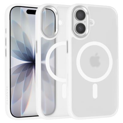 Husa Liavec Cloudy cu Metal Camera Frame pentru iPhone 17 Alb Control Button)