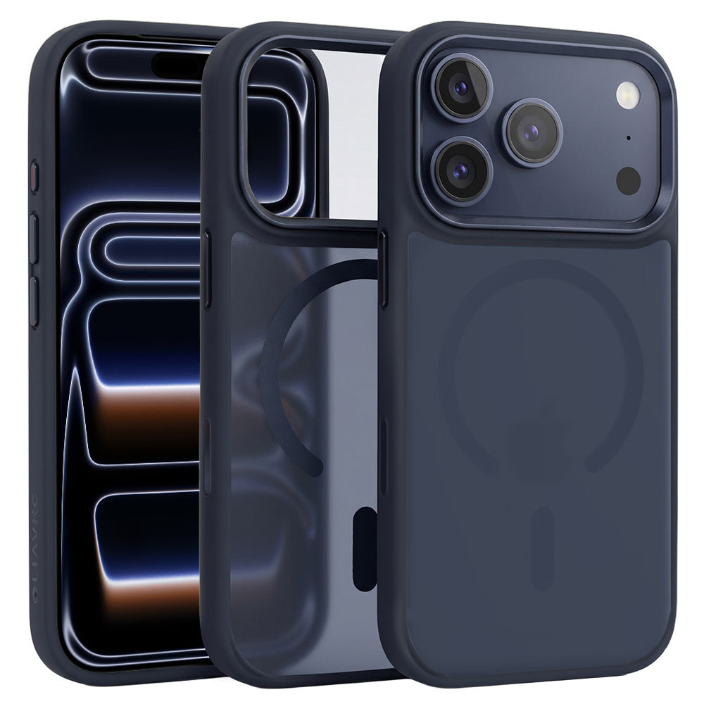 Husa Liavec Cloudy cu Metal Camera Frame pentru iPhone 17 Pro Max Navy Control Button)