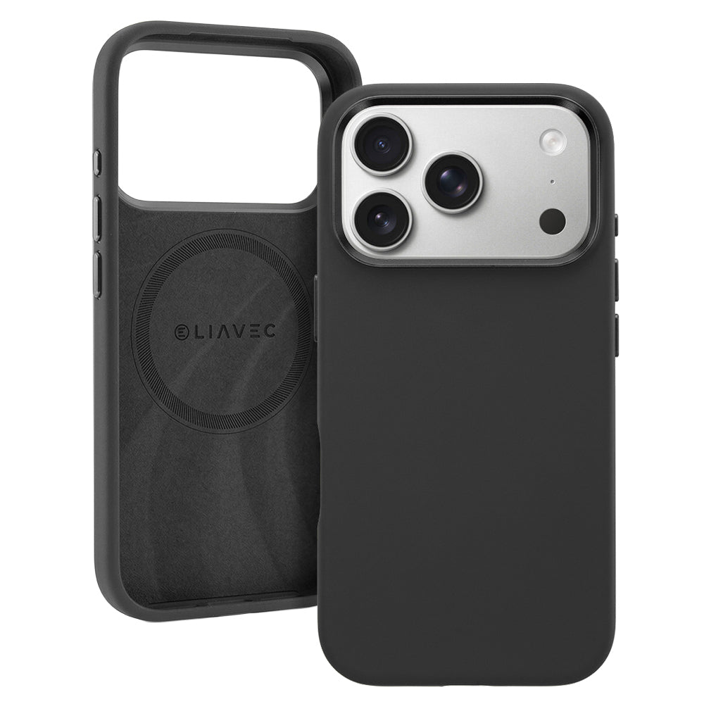 Husa Liavec Silky cu Metal Camera Frame pentru iPhone 17 Pro Max Negru