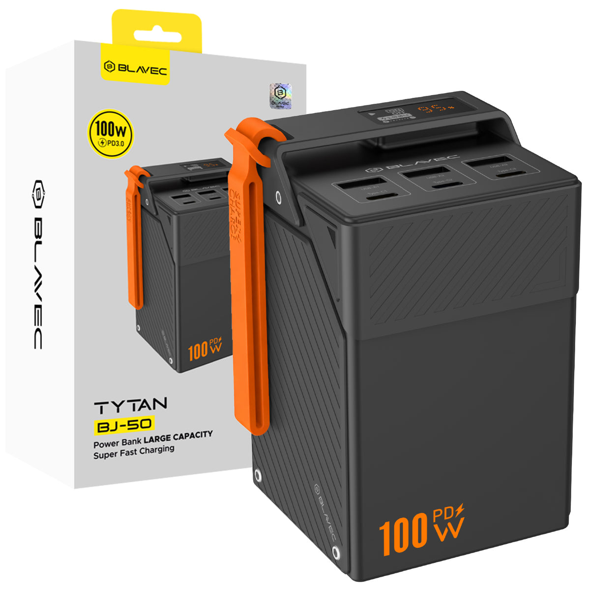 Acumulator extern Blavec 50000mAh Bj-50 Tytan 100W - 3x Type-c + 3x Usb-a Negru