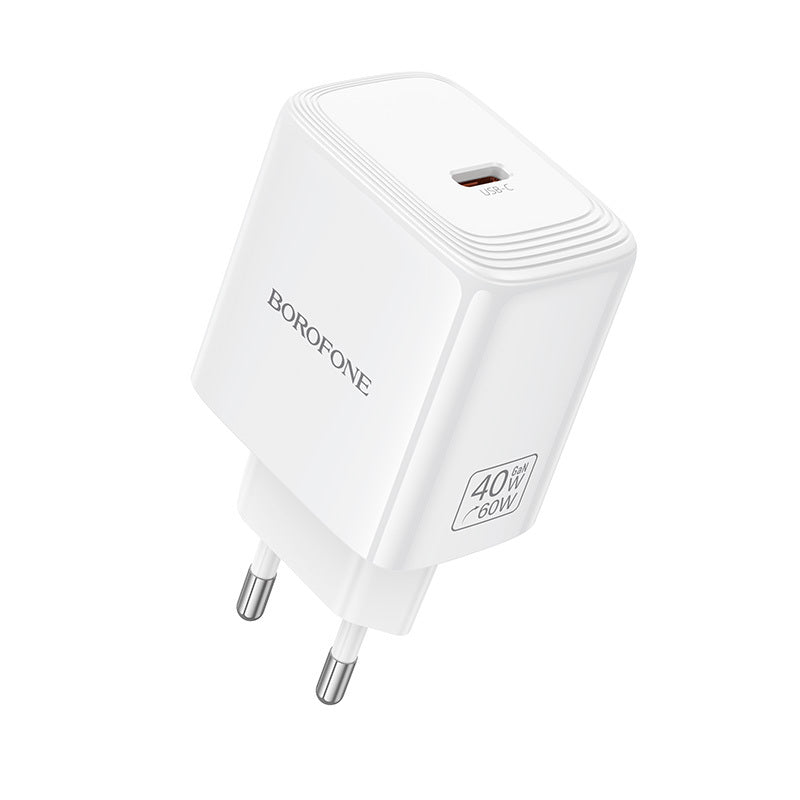 Incarcator priza Borofone Bn33 Fuente Gan Typ C - Qc3.0 PD 40W Alb
