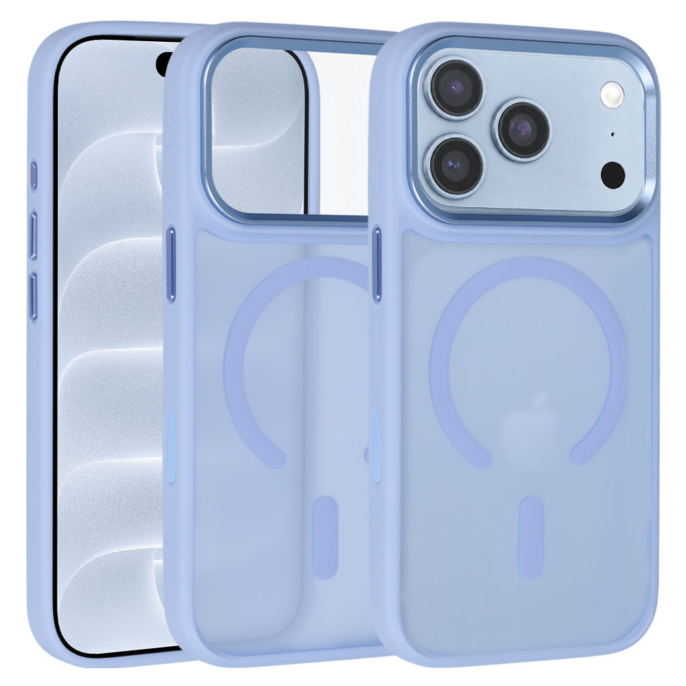 Husa Liavec Cloudy cu Metal Camera Frame pentru iPhone 18 Pro/17 Pro Albastru deschis Control Button)