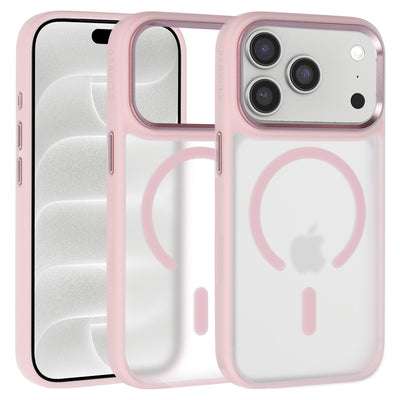 Husa Liavec Cloudy cu Metal Camera Frame pentru iPhone 18 Pro/17 Pro Roz Control Button)