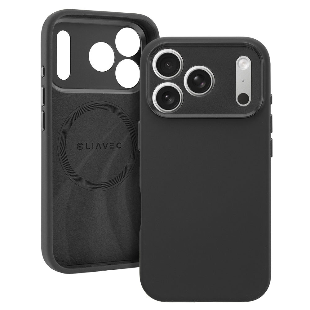 Husa Liavec Silk Shield cu Metal Camera Frame pentru iPhone 18 Pro/17 Pro Negru
