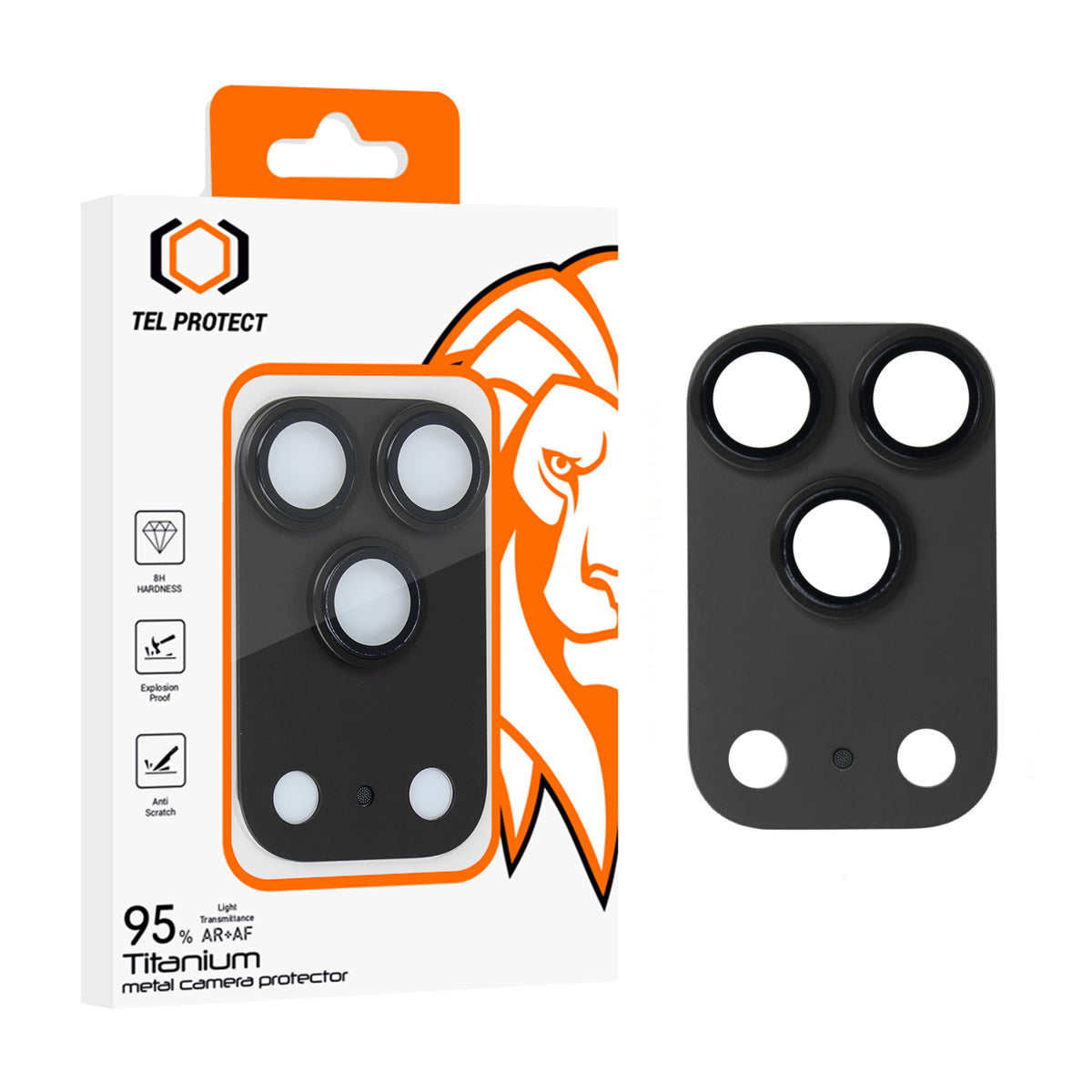 Folie sticla Tel Protect 95% AR+AF Full Metal Camera protectie On pentru iPhone 18 Pro Negru Island)