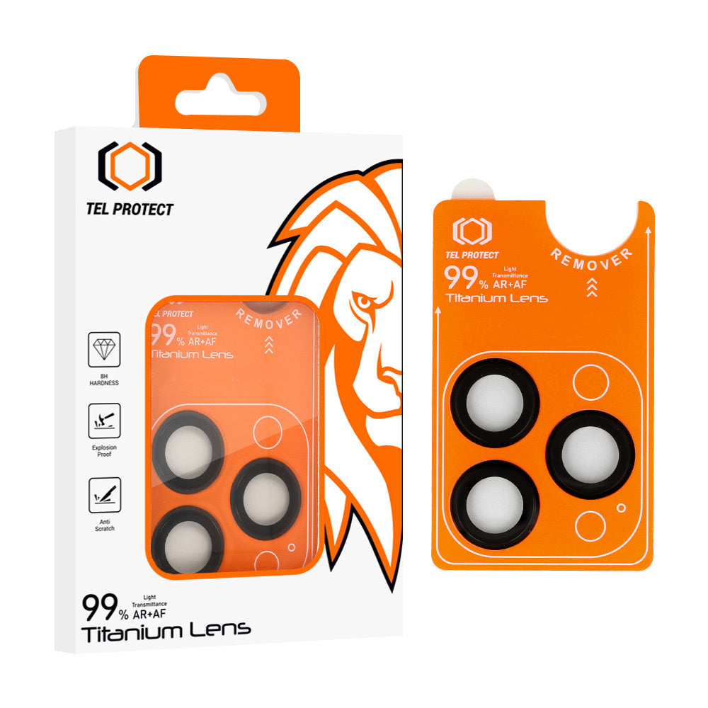 Folie sticla Tel Protect Titanium lentila 99% AR On Camera pentru iPhone 18 Pro/18 Pro Max Negru (lentila 3 Pieces)