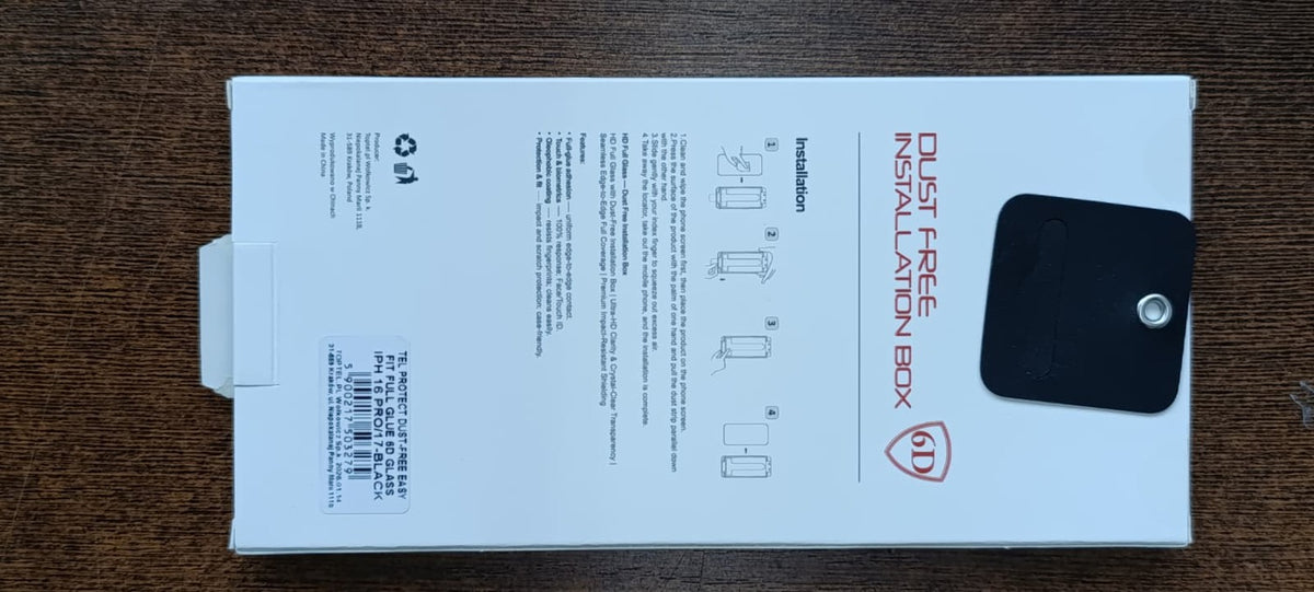 Folie Tel Protect Dust-free Easy Fit Full Glue 6D sticla pentru iPhone 16 Pro/17 Negru (Damaged Packaging)