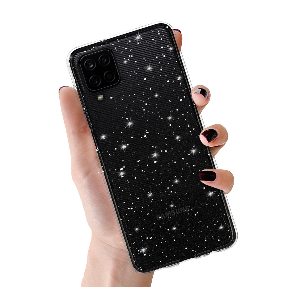 Husa Crystal Glitter pentru Samsung Galaxy A12 Argintiu