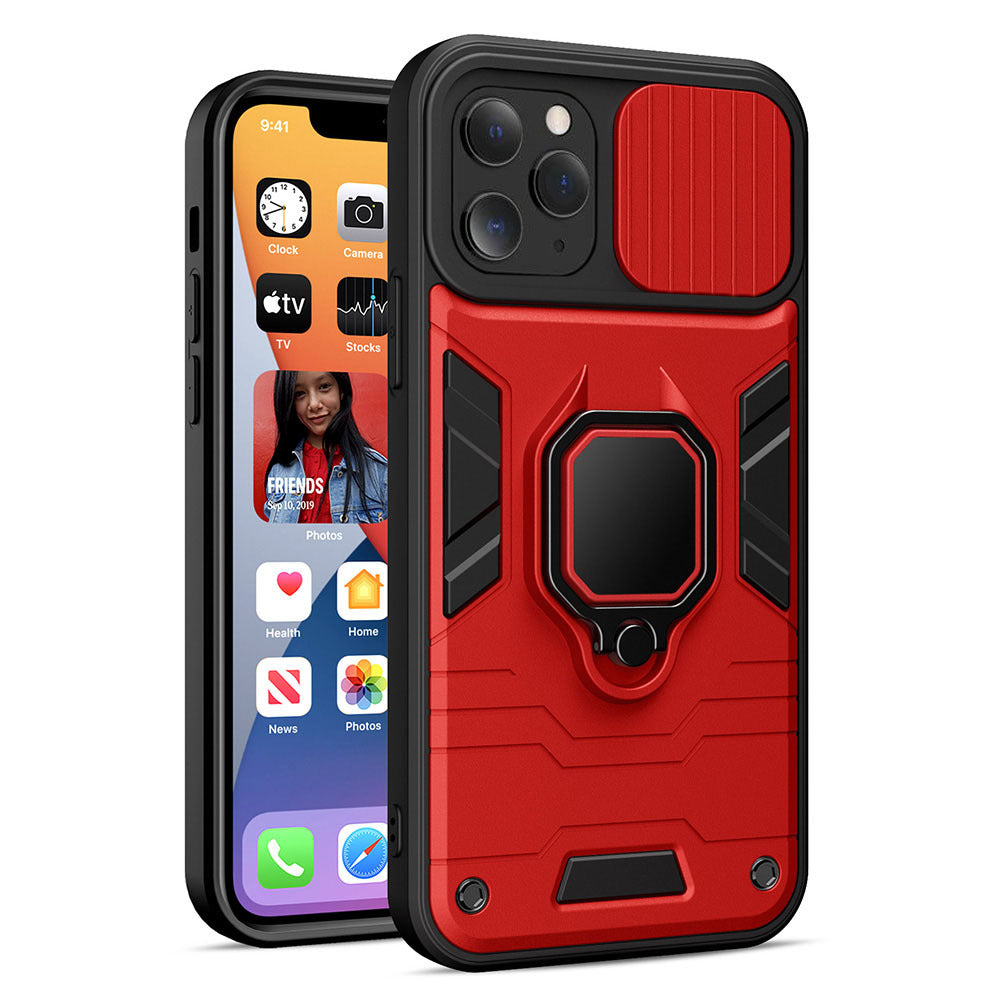 Husa Ring lentila pentru iPhone 13 Mini Rosu