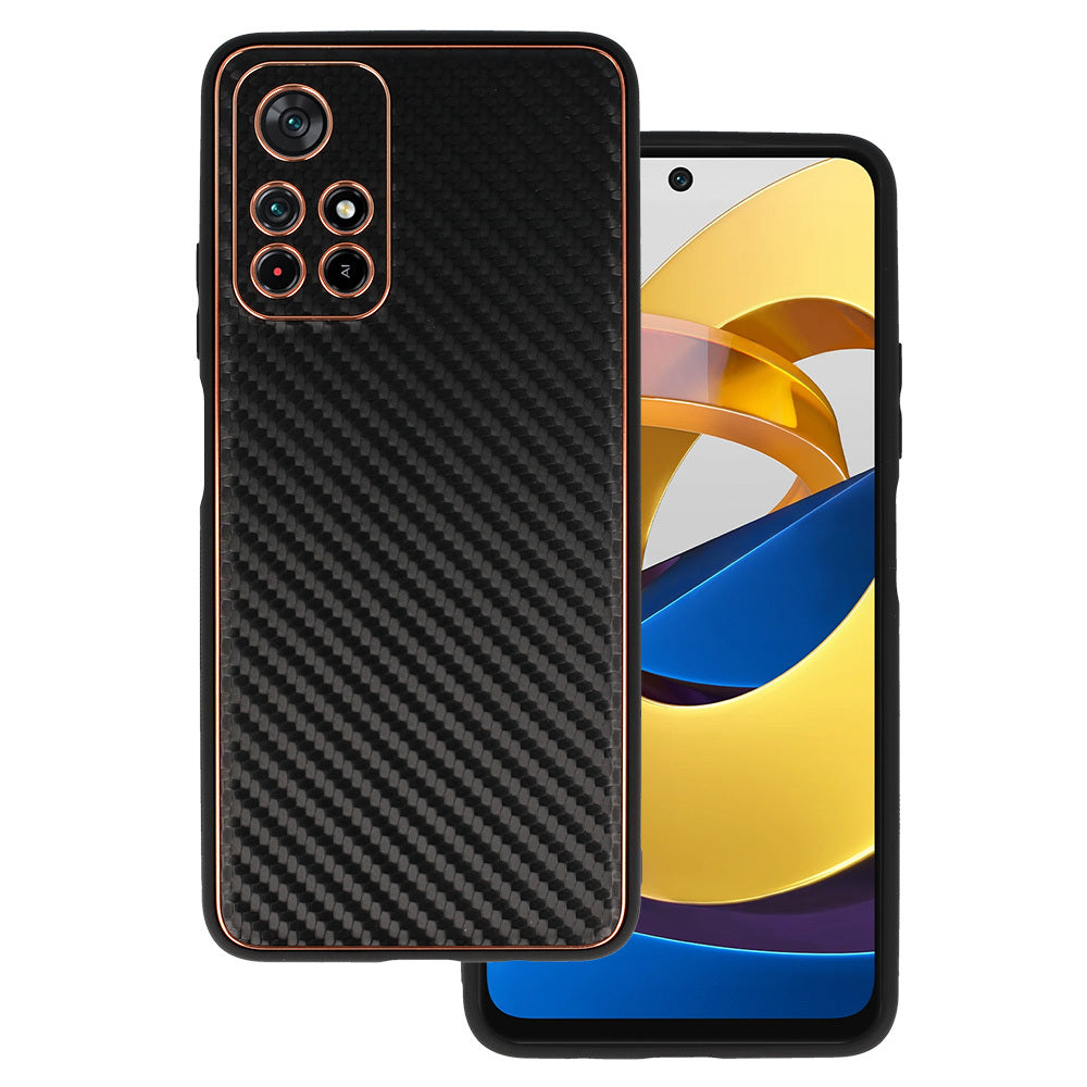 Husa TEL Protect piele Carbon pentru Xiaomi Redmi Note 11 5G/Note 11S 5G/Poco M4 Pro 5G Negru