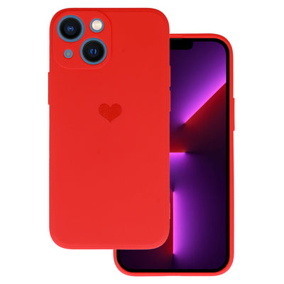 Husa Vennus Silicone Heart pentru iPhone 14 Plus Design 1 Rosu