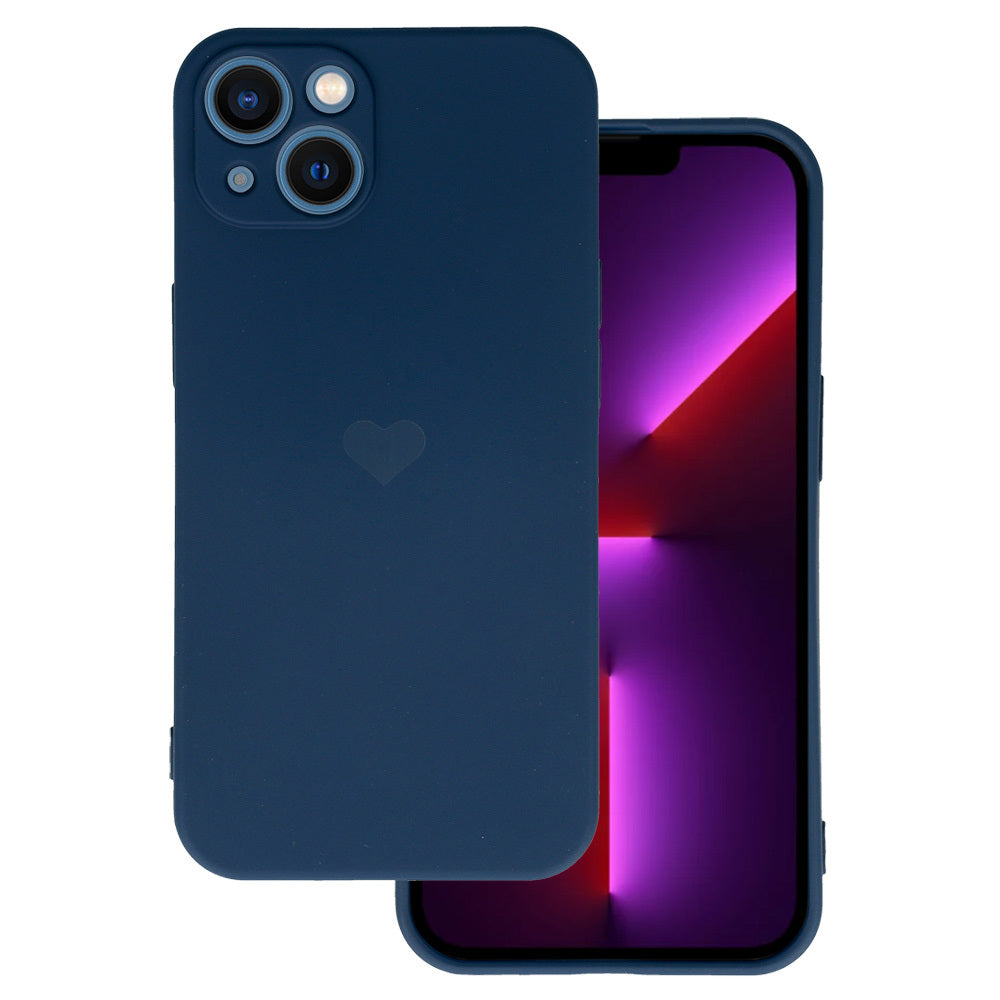 Husa Vennus Silicone Heart pentru iPhone 14 Plus Design 1 Navy