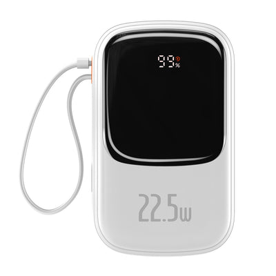 Cablu Baseus Acumulator extern 20000mAh Qpow Pro - USB + Type C - PD 22,5W cu Type C Alb