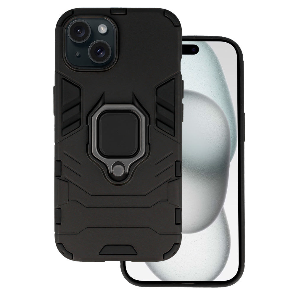 Husa Ring Armor pentru iPhone 15 Negru