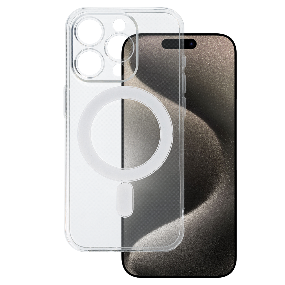 Husa TEL Protect Magsilicone pentru iPhone 15 Pro Transparent