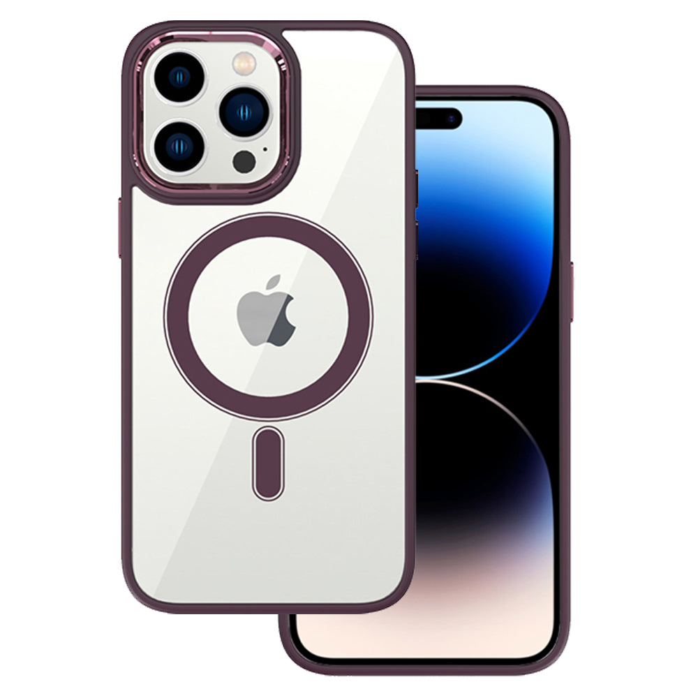 Husa Tel Protect Magnetic Transparent pentru iPhone 15 Plus Cherry