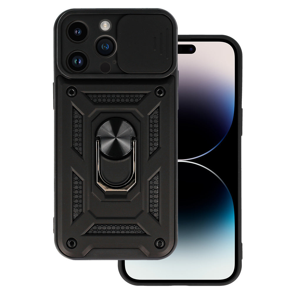 Husa Slide Camera Armor pentru iPhone 15 Pro Max Negru