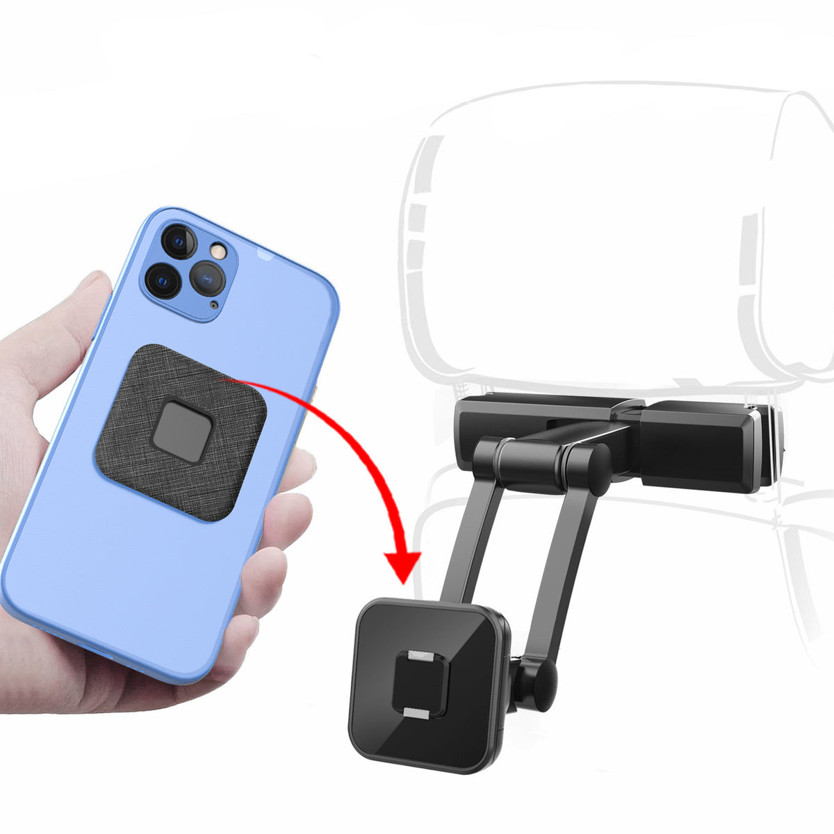 Suport auto Magnetic Headrest Mount Type 3 Negru