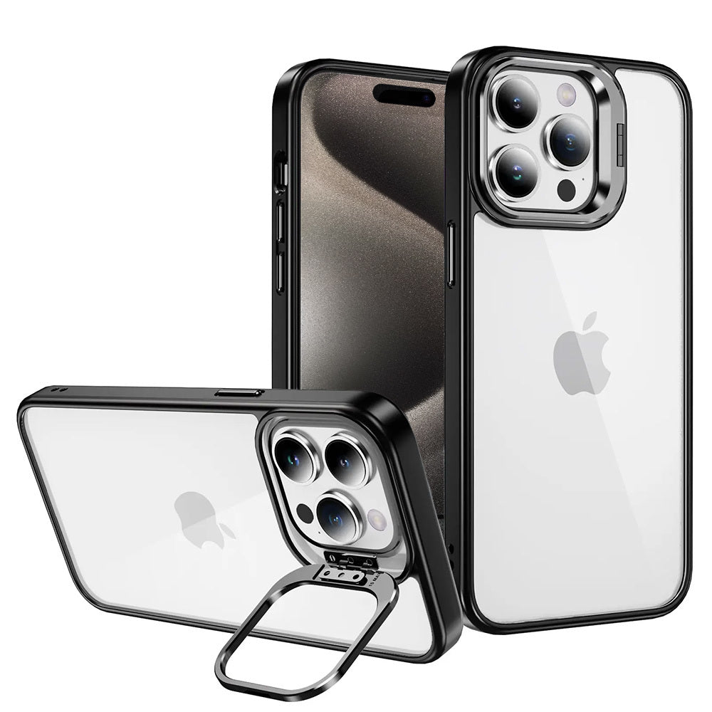Husa Tel Protect Kickstand + Camera sticla (lentila) pentru iPhone 15 Plus Negru