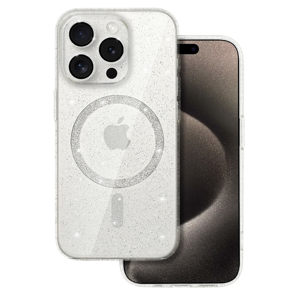 Husa Glitter Magsafe pentru iPhone 15 Pro Transparent