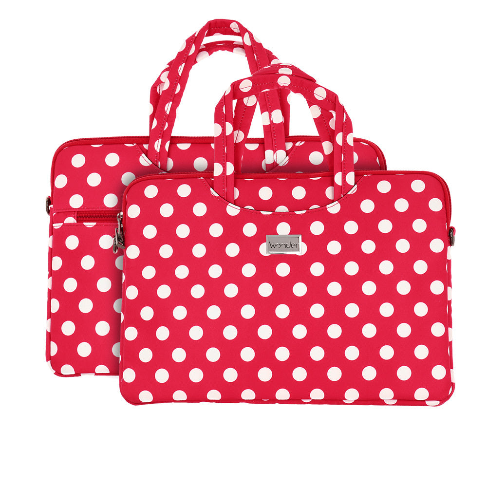 Husa Wonder Briefcase Laptop 13-14 Inches Rosu Polka-dot