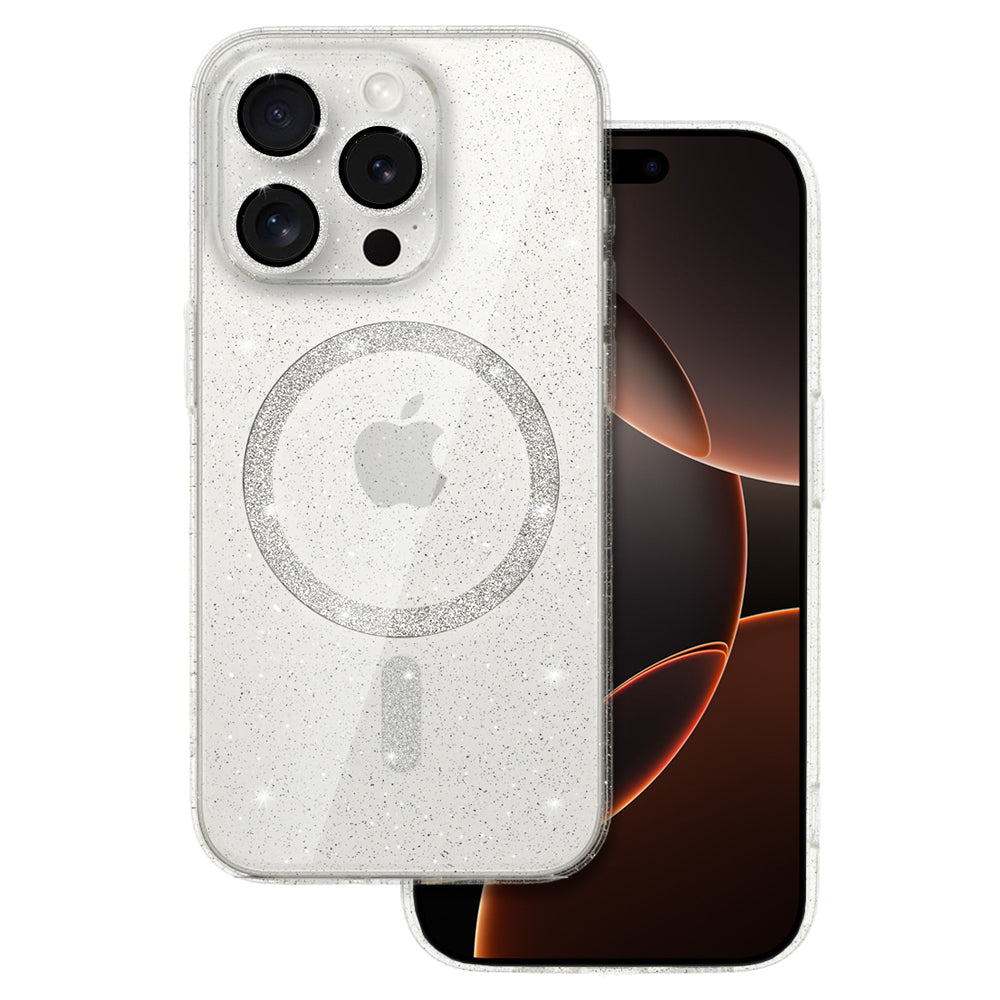 Husa Glitter Magsafe pentru iPhone 16 Pro Transparent