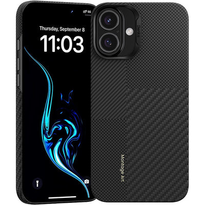 Husa Benks Montage Magnetic Armor Air Kevlar PC Frame 600D+1500D (M064) pentru iPhone 16 Plus Negru
