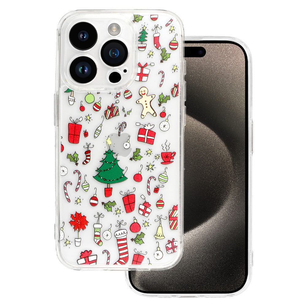 Husa TEL Protect Christmas Transparent pentru iPhone 16 Pro Max Design 2