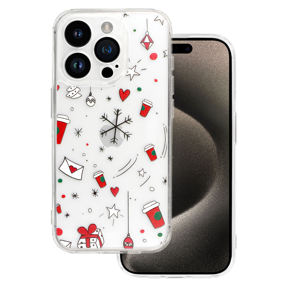 Husa TEL Protect Christmas Transparent pentru iPhone 16 Pro Max Design 3