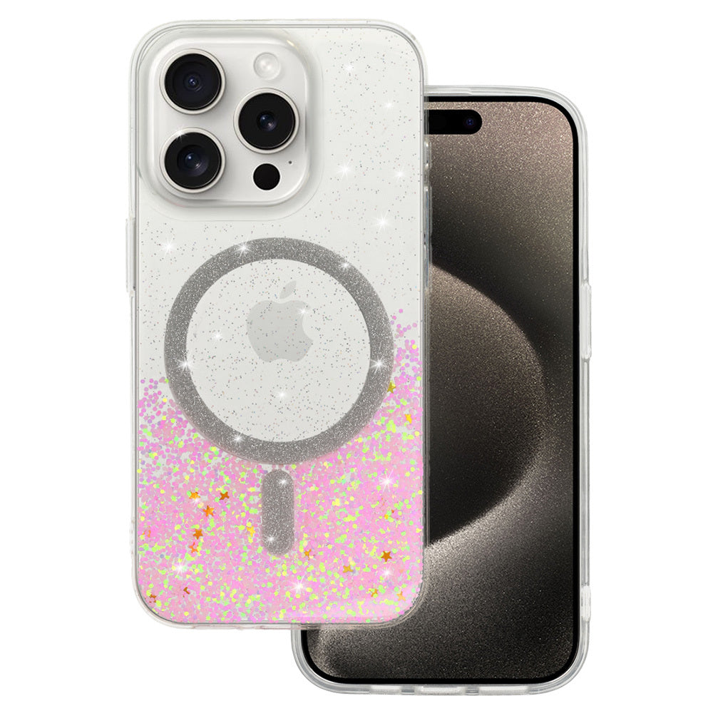 Husa Tel Protect Moonlite Magsafe pentru iPhone 13 Roz Transparent