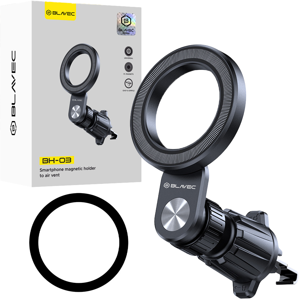 Suport auto Blavec Bh-03 Magnetic Ring To grila de ventilatie Negru