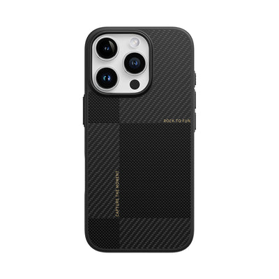 Husa Rock Ultra Thin Aramid Fiber Kevlar 600D pentru iPhone 16 Pro Negru
