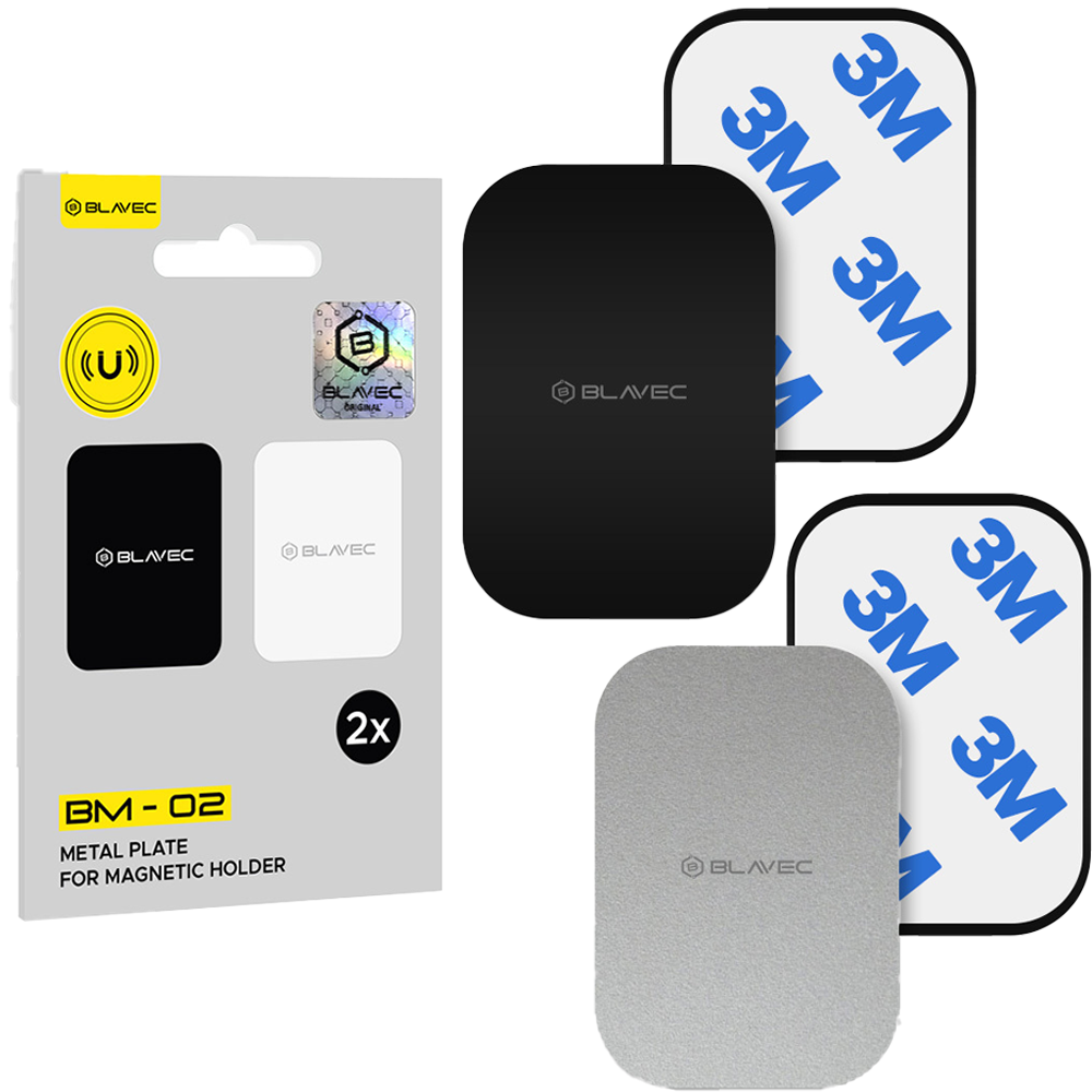 Suport Blavec Metal Plate pentru Magnetic Bm-02 Set Of 2 Pieces Rectangle (40x58mm) Negru si Argintiu