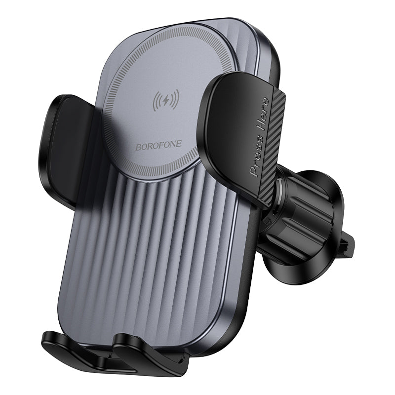 Suport auto Borofone Bh221 Path cu Induction Charging To grila de ventilatie Negru